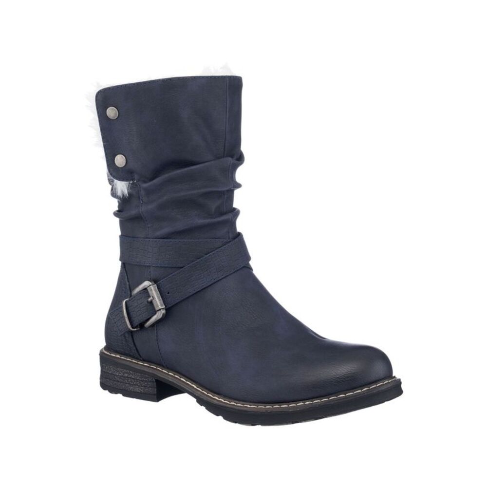 G.C. SHOES Womens Navy Sherpa Fold Down Crock Bucke Bailey Winter Boots 6.5